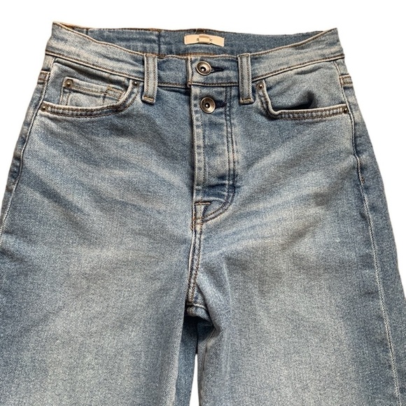 Splendid High Rise Flared Leg Button Fly Light Wash Destroyed Hem Jean Size 25 - Picture 5 of 13